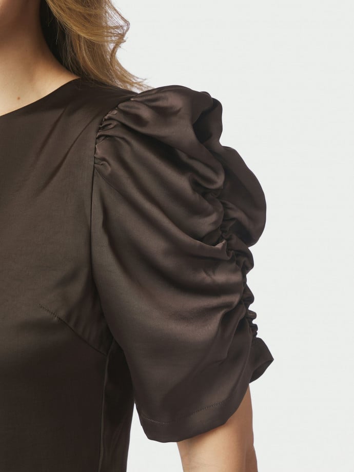 NEO NOIR BLUS BENUA HEAVY SATEEN DARK BROWN