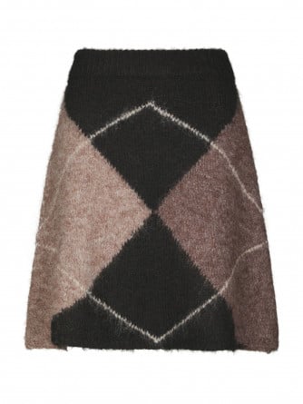 NEO NOIR KJOL GISA CHECK FLUFF DARK BROWN