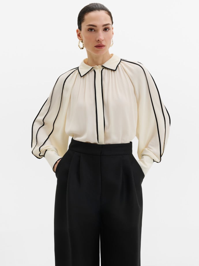 MALINA BLUS BEA CONTRAST EDGE CHIFFON VANILLA