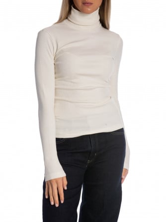 GANT TOPP SLIM RIBBED LS TURTLENECK EGGSHELL
