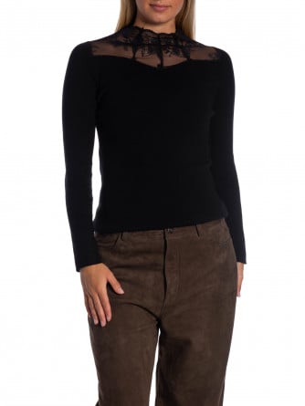 TOPP LACE YOKE BLACK