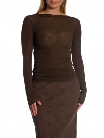 TOPP SHEER LONG SLEEVE CHOCOLATE