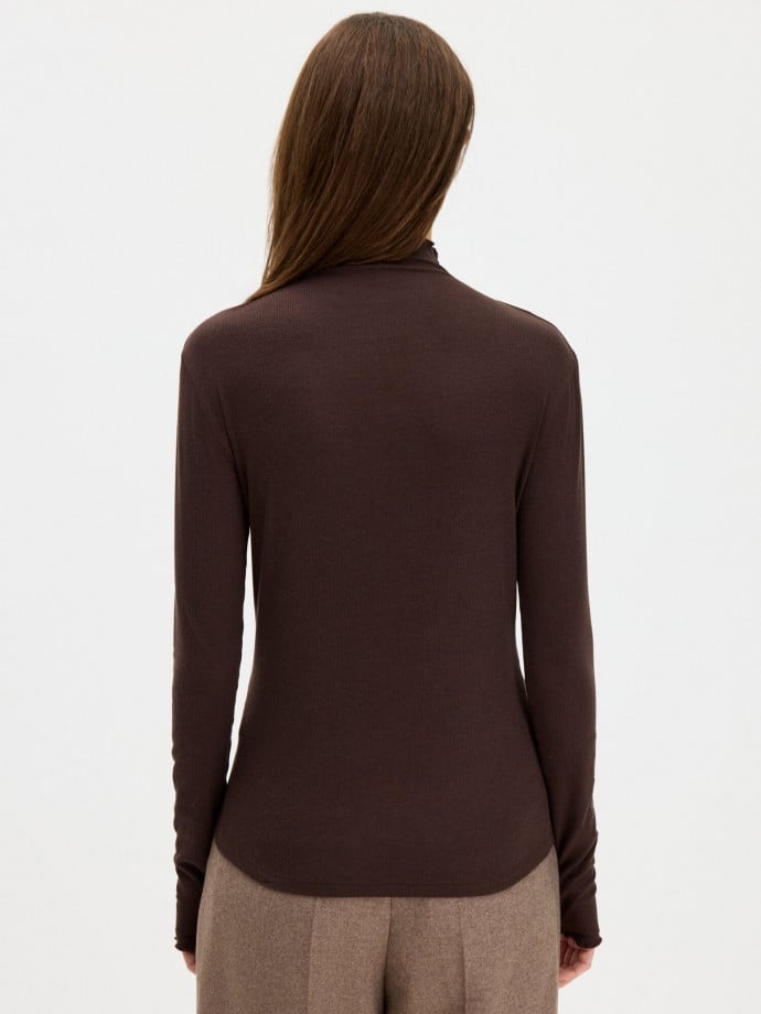 FILIPPA K TOPP RIB MOCK NECK DARK CHOCOLATE