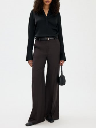 FILIPPA K BYXA HARLOW WOOL DARK CHOCOLATE