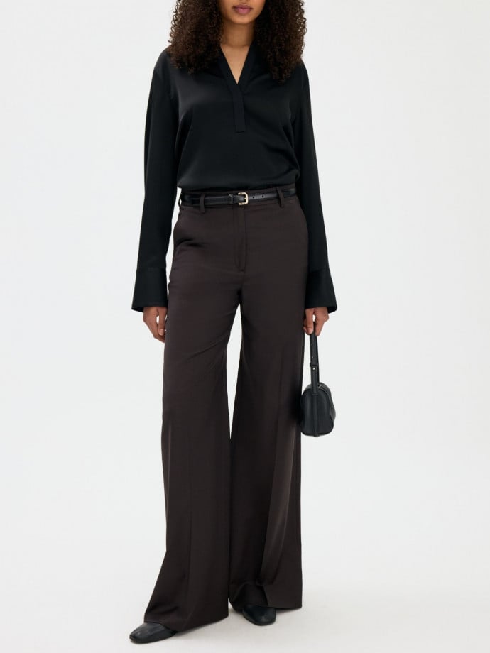 FILIPPA K BYXA HARLOW WOOL DARK CHOCOLATE