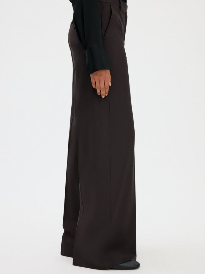FILIPPA K BYXA HARLOW WOOL DARK CHOCOLATE