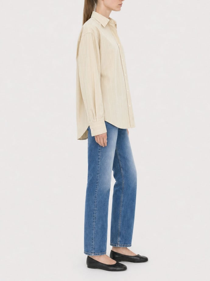 FILIPPA K SKJORTA STRIPE POPLIN DARK YELLOW