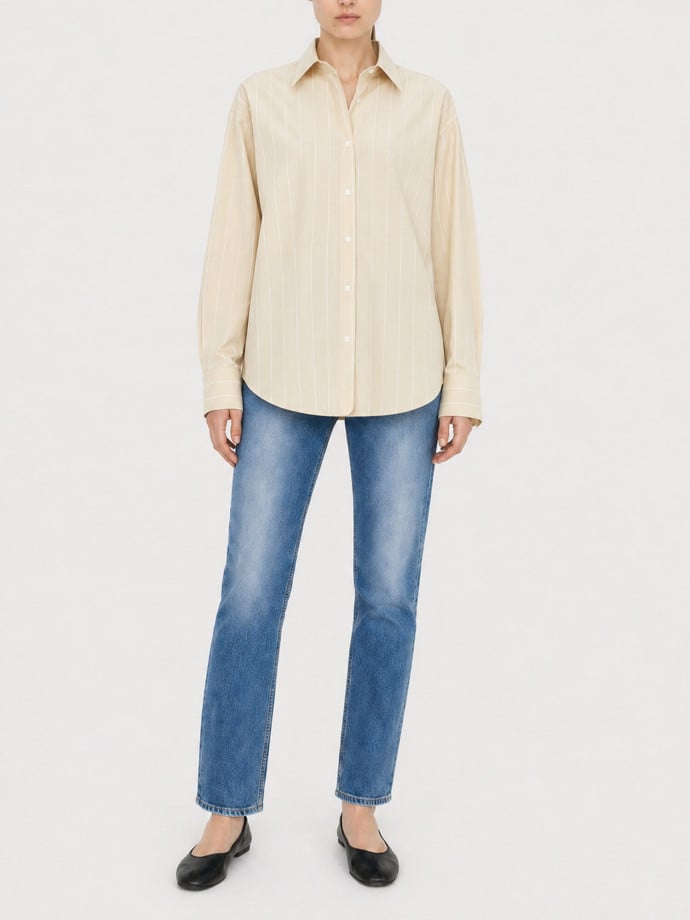 FILIPPA K SKJORTA STRIPE POPLIN DARK YELLOW