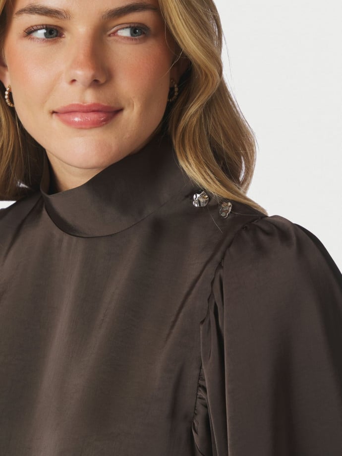 NEO NOIR BLUS PARISA HEAVY SATEEN DARK BROWN