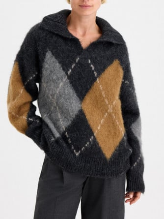 FILIPPA K TRÖJA ALPACA CHECK GREY MELANGE