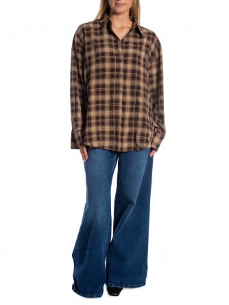 SKJORTA CHECK PLAID KHAKI