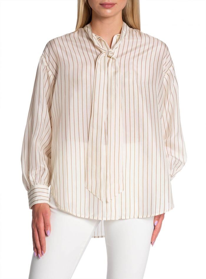 GANT SKJORTA PINSTRIPE BOW BUTTERCREAM