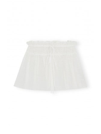 GANNI KJOL LIGHT BRODERIE ANGLAISE MINI BRIGHT WHITE