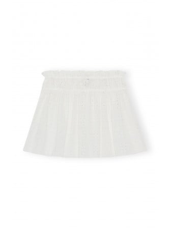 GANNI KJOL LIGHT BRODERIE ANGLAISE MINI BRIGHT WHITE