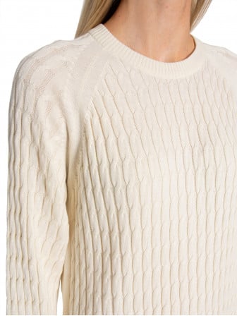 GANT KLÄNNING CABLE C-NECK DRESS CREAM