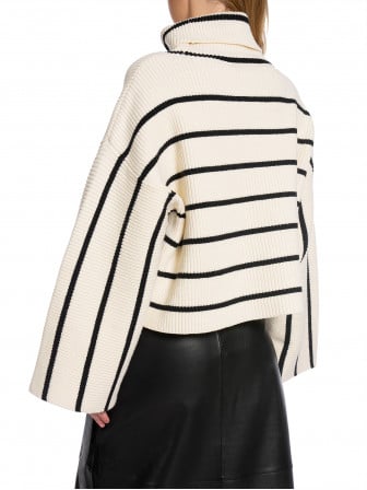 GESTUZ TRÖJA GEORGIA SHORT PULLOVER EGRET WITH BLACK STRIPES