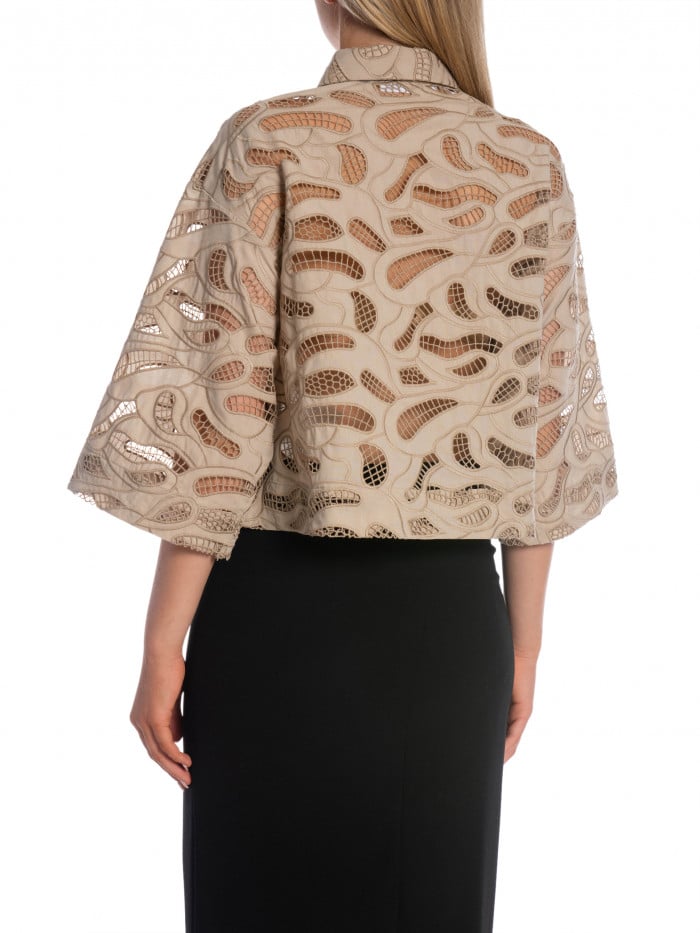 SELECTED FEMME SKJORTA ALLIA 3/4 CROPPED BRODERIHUMUS