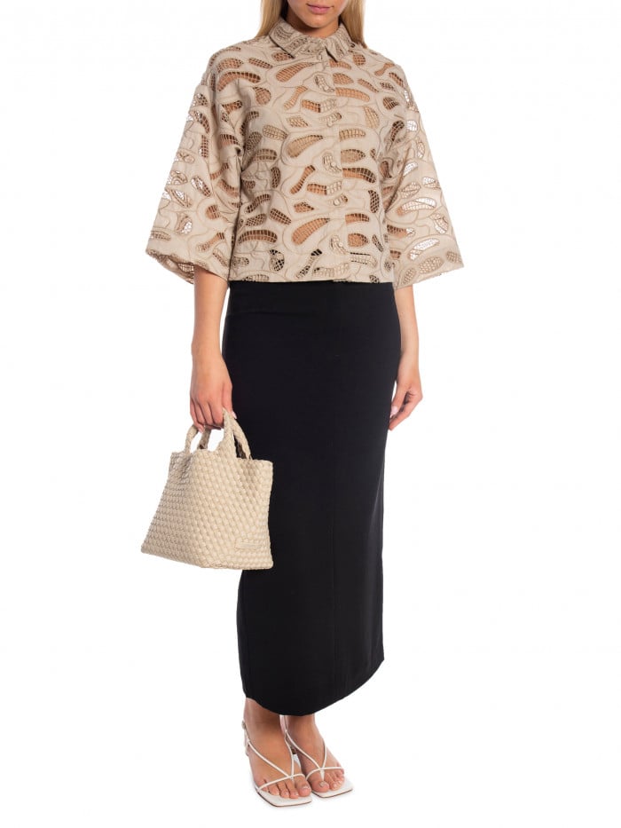 SELECTED FEMME SKJORTA ALLIA 3/4 CROPPED BRODERIHUMUS
