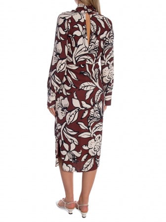 BY MALINA KLÄNNING SAVANNAH TWISTED NECK DETAIL MIDI PENCIL FLORAL