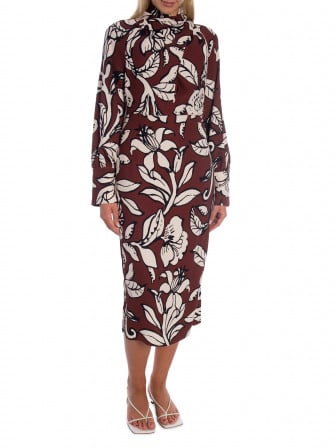BY MALINA KLÄNNING SAVANNAH TWISTED NECK DETAIL MIDI PENCIL FLORAL