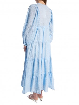COPPEROSE KLÄNNING LONG EMBROIDERED BLUE