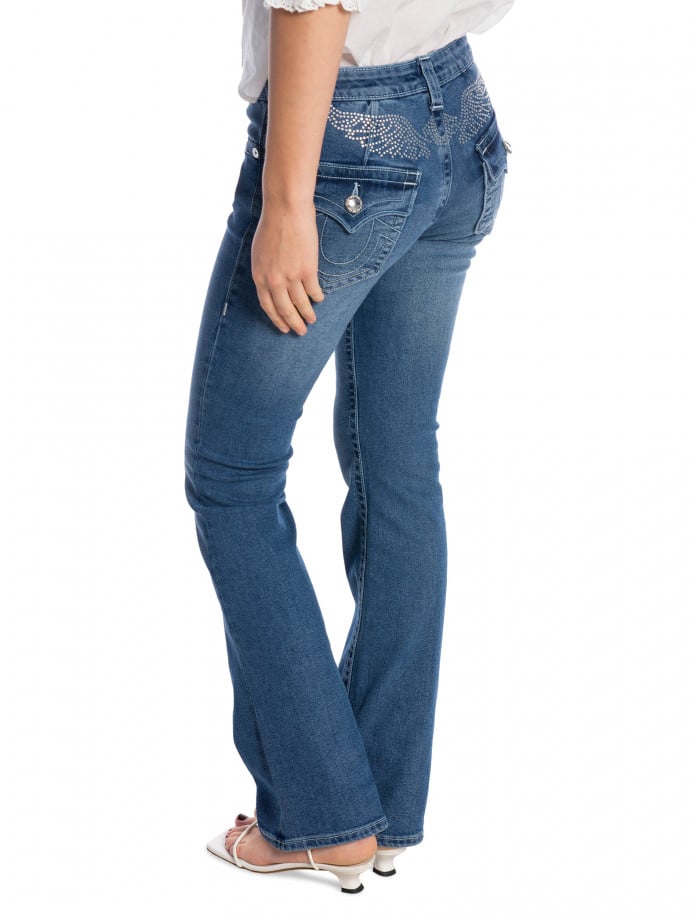 TRUE RELIGION JEANS CRYSTAL WING BECCA MR BOOT FLAP MARINA