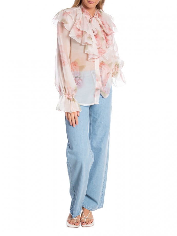BLUS RUFFLED FLOWER BEIGE