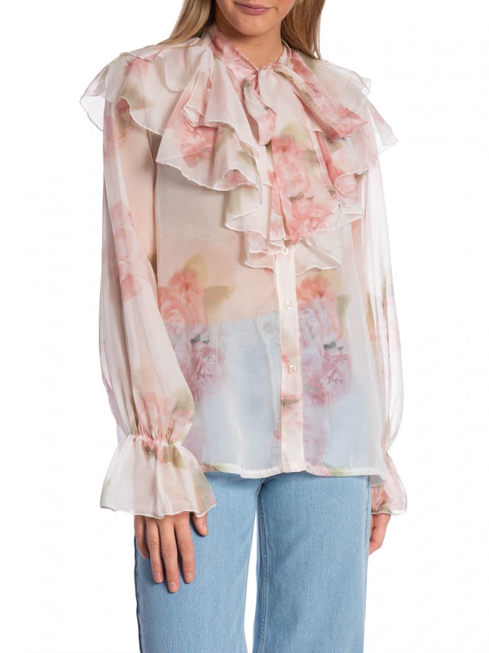 BLUS RUFFLED FLOWER BEIGE