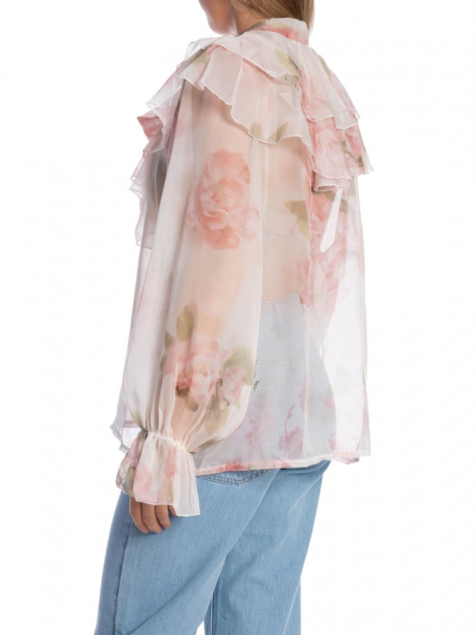 BLUS RUFFLED FLOWER BEIGE