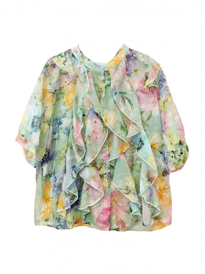 BLUS RUFFLED FLOWER VEVT