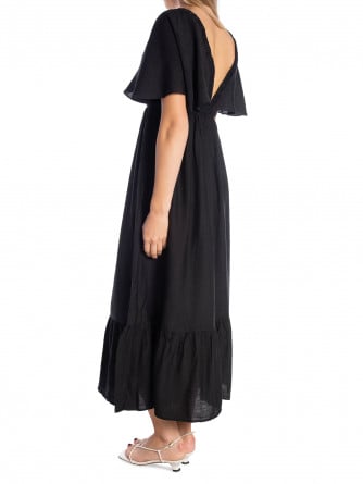 COPPEROSE KLÄNNING V-NECK FLUTTER BLACK
